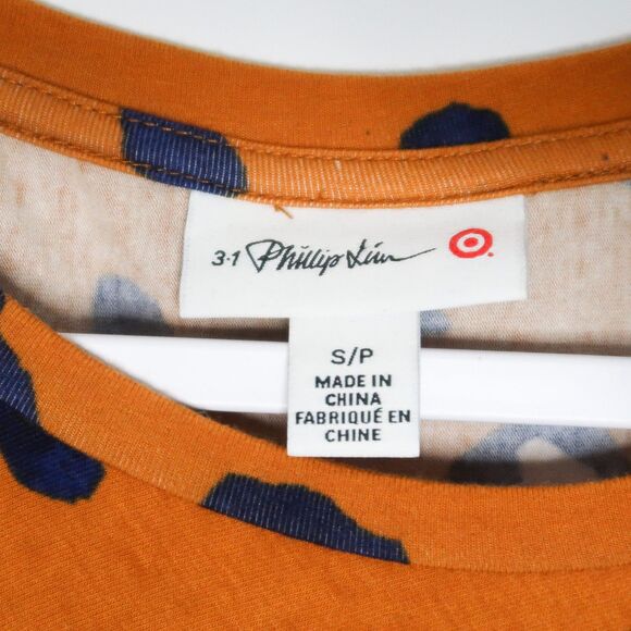 3.1 Phillip Lim Target Ruched Short Dress Size Small Orange Blue Cheetah Print - Picture 3 of 7